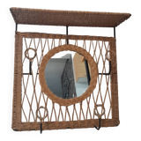 Coat rack dressing room vintage rattan year 50