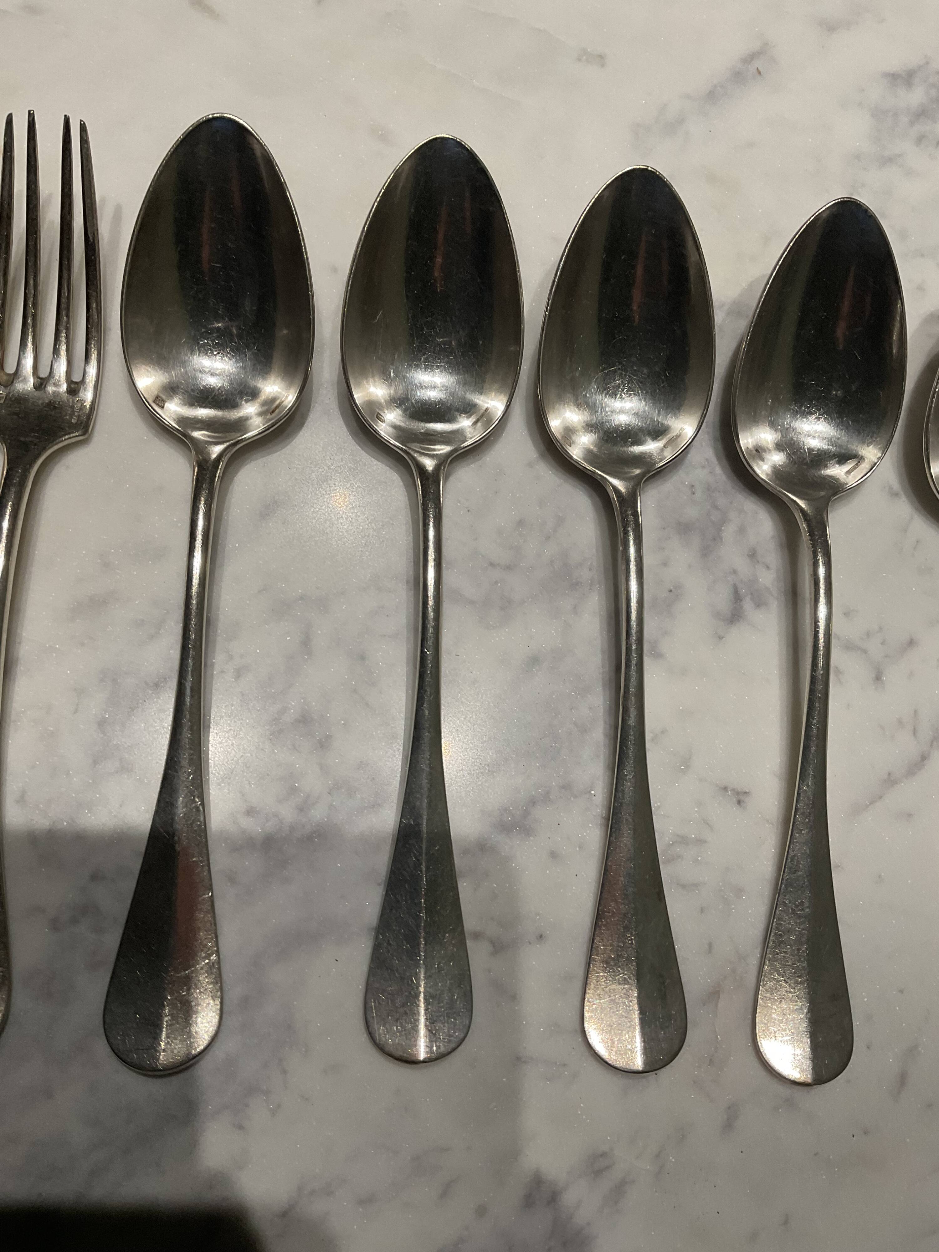Set of 6 forks and 6 spoons. silver-plated metal. boulenger