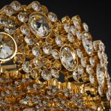 Chandelier in gilded brass and crystal glass inlaid by Palwa, Germany, 1970s.