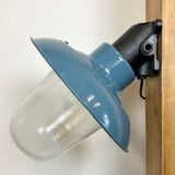Industrial Blue Painted Factory Lamp Wall Light from Elektrosvit, 1960s
