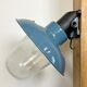 Industrial Blue Painted Factory Lamp Wall Light from Elektrosvit, 1960s
