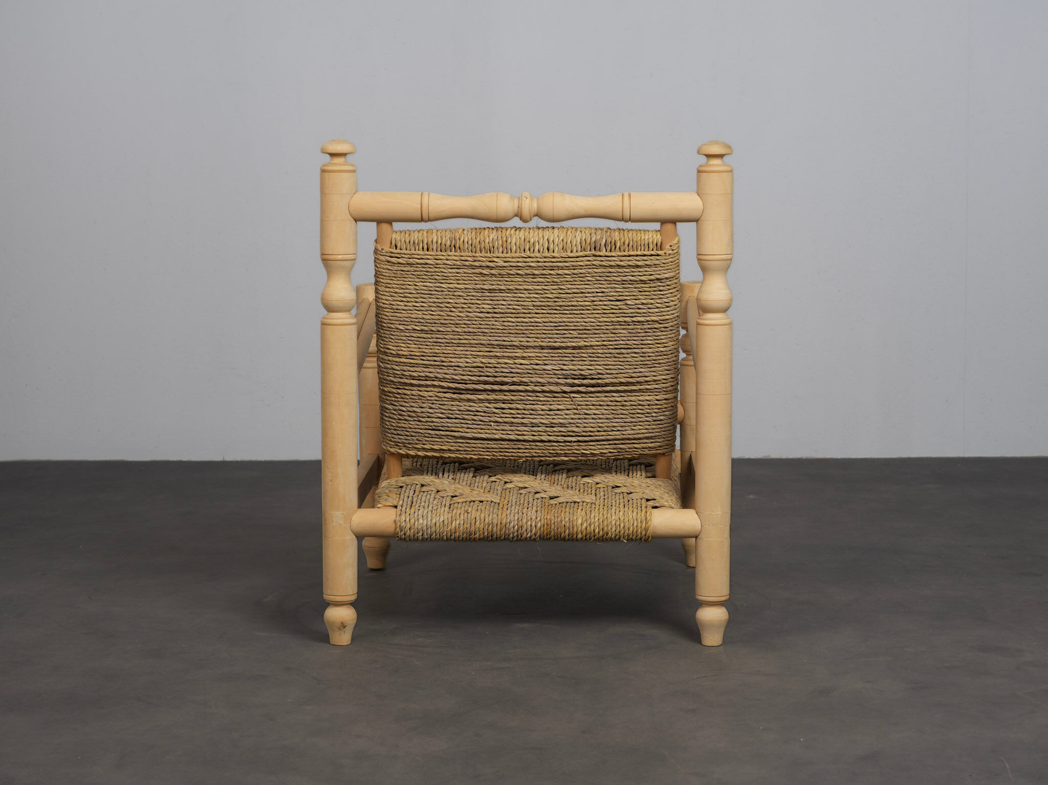Chaise longue en herbe de mer tissée, France, années 1970