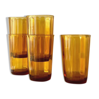 5 amber glass water glasses
