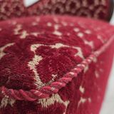 1960s, Danish armchair, cherry-red furniture velour, oak wood.