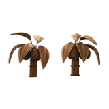 pair of rattan palm sconces