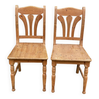 2 chaises bois massif pin