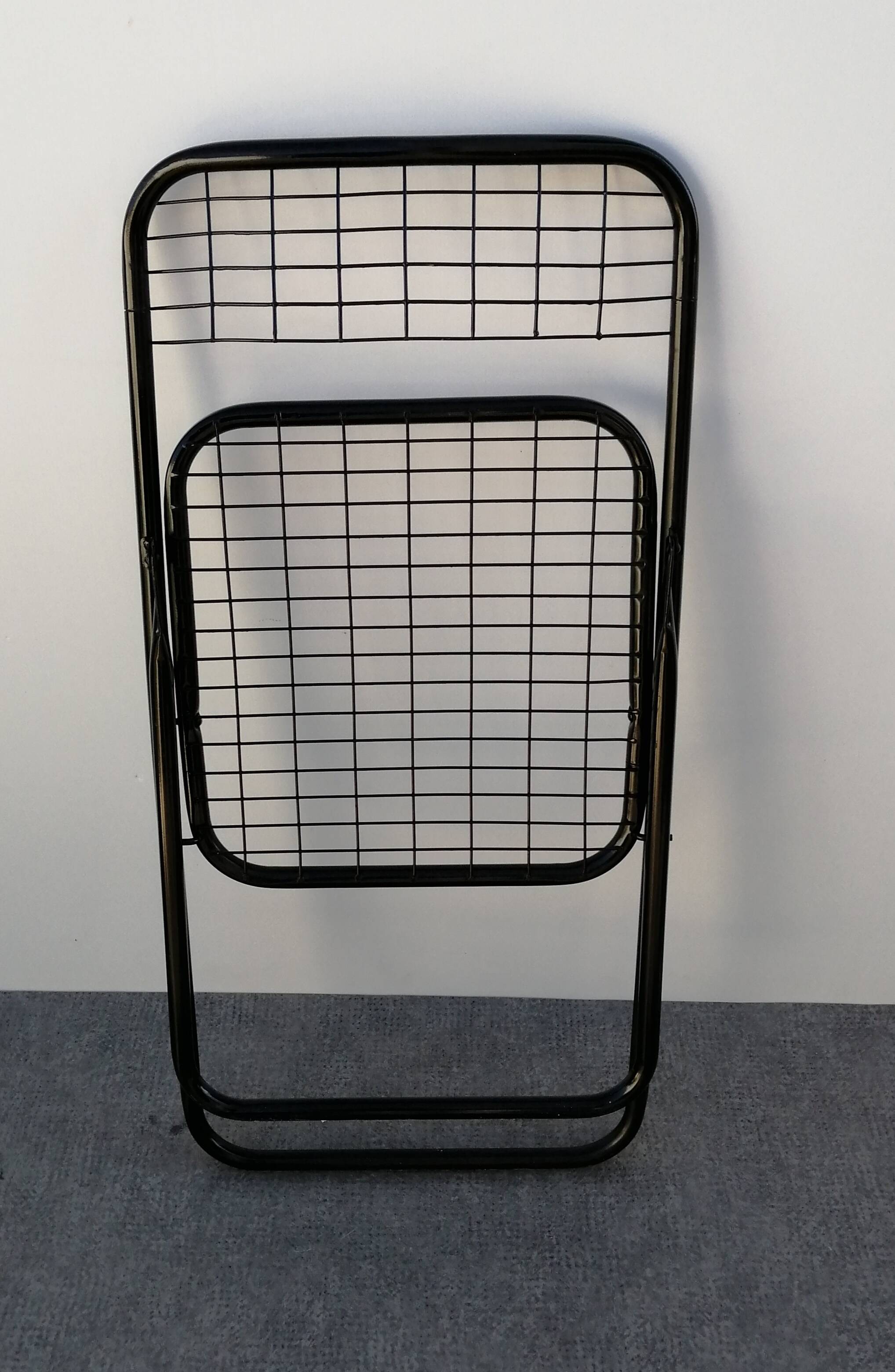 Vintage black metal folding chair 1970s