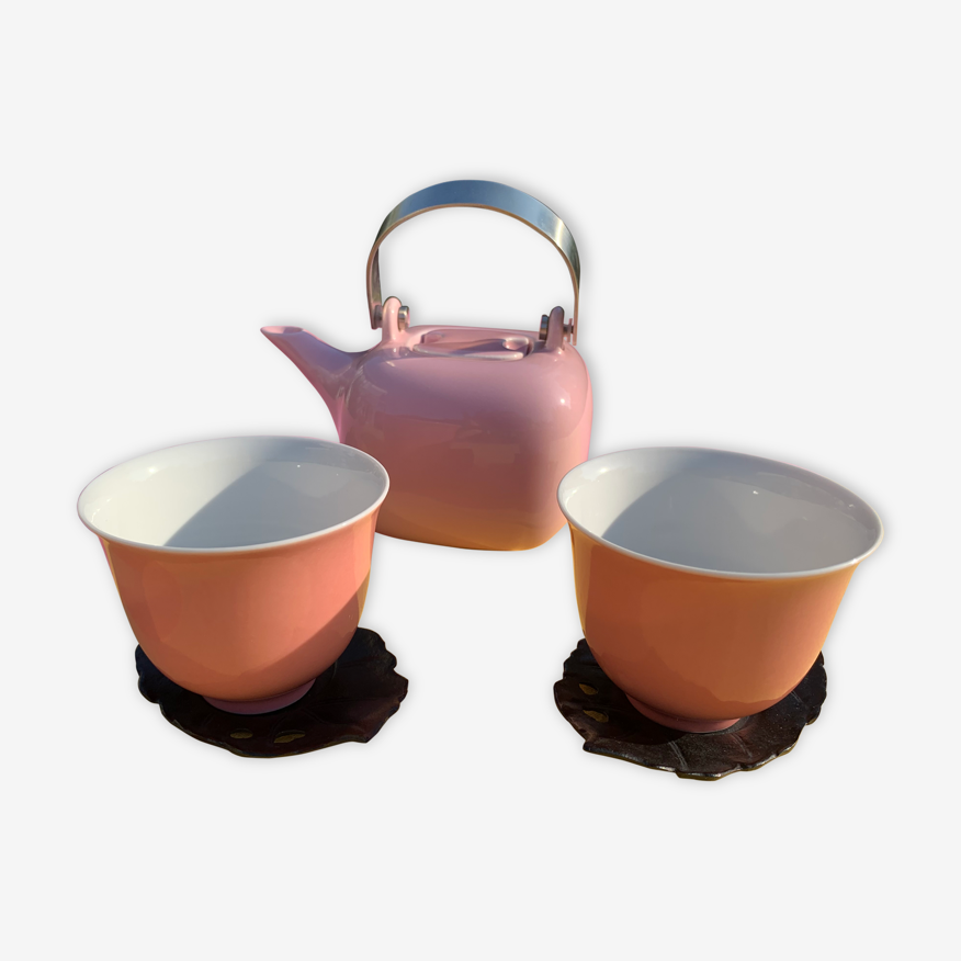 Théière rose palais des thés et 2 bols avec soucoupes | Selency