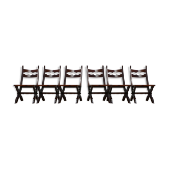 Brutalist set of six belgium dining chairs