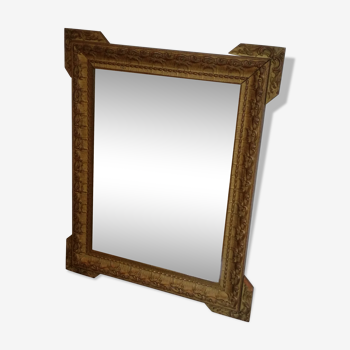 Miroir ancien rectangulaire en bois doré 50x60cm