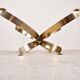 Brass and smoked glass italian coffee table, 1970s