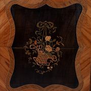 Showcase in precious wood marquetry, Louis XV Transition style.