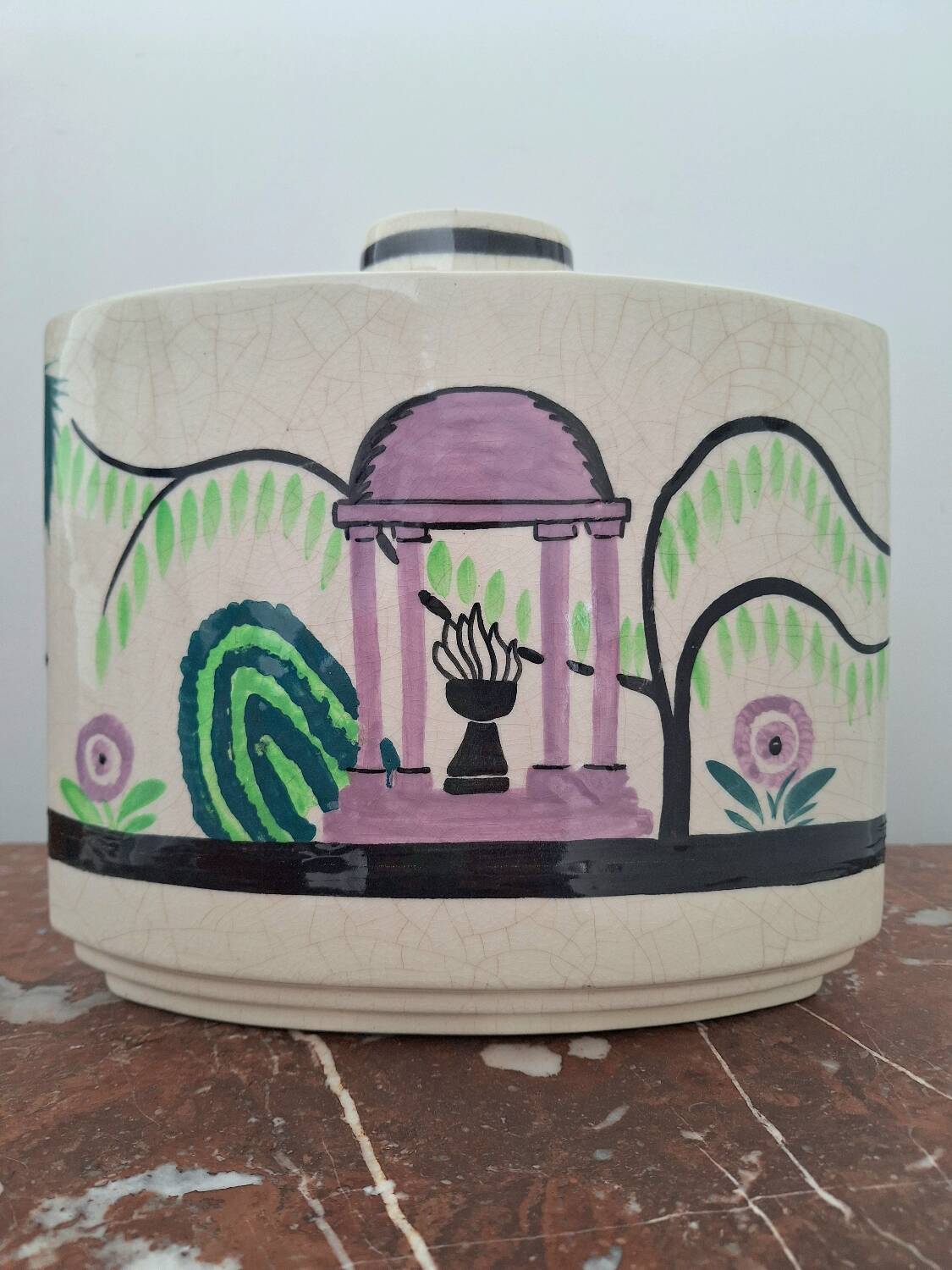 STR France Art Deco vase, vintage ceramic decoration