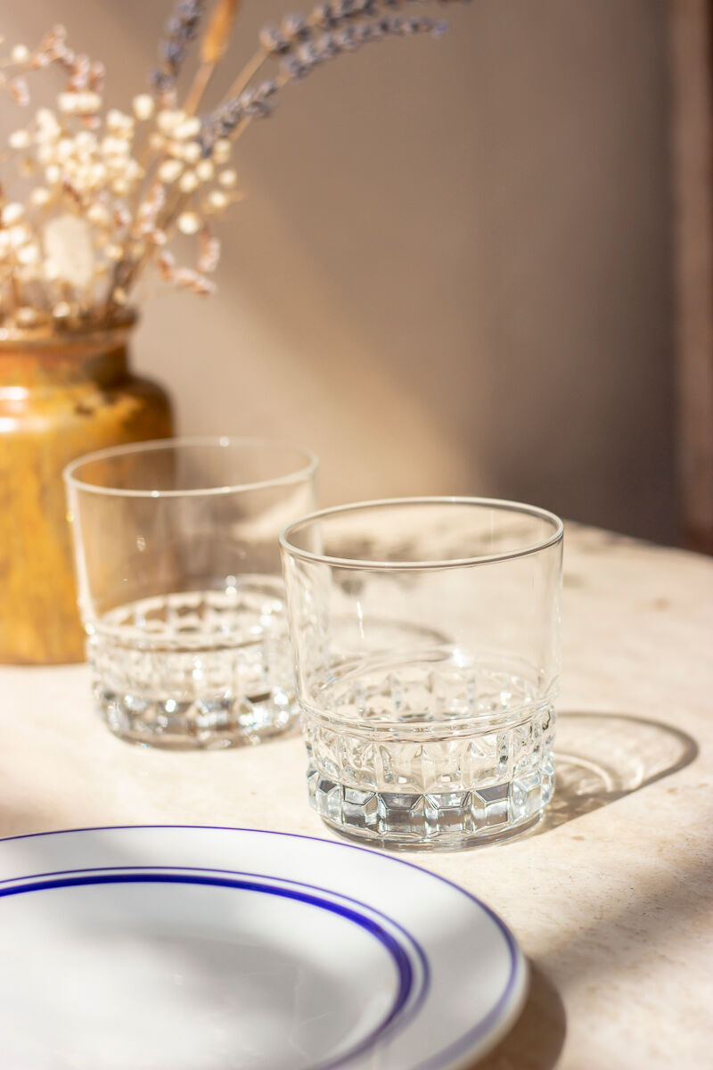 2 verres à whisky décor géométrique
