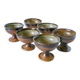 Ensemble de 6 coupes en grès vernissé, fabrication artisanale, 1970