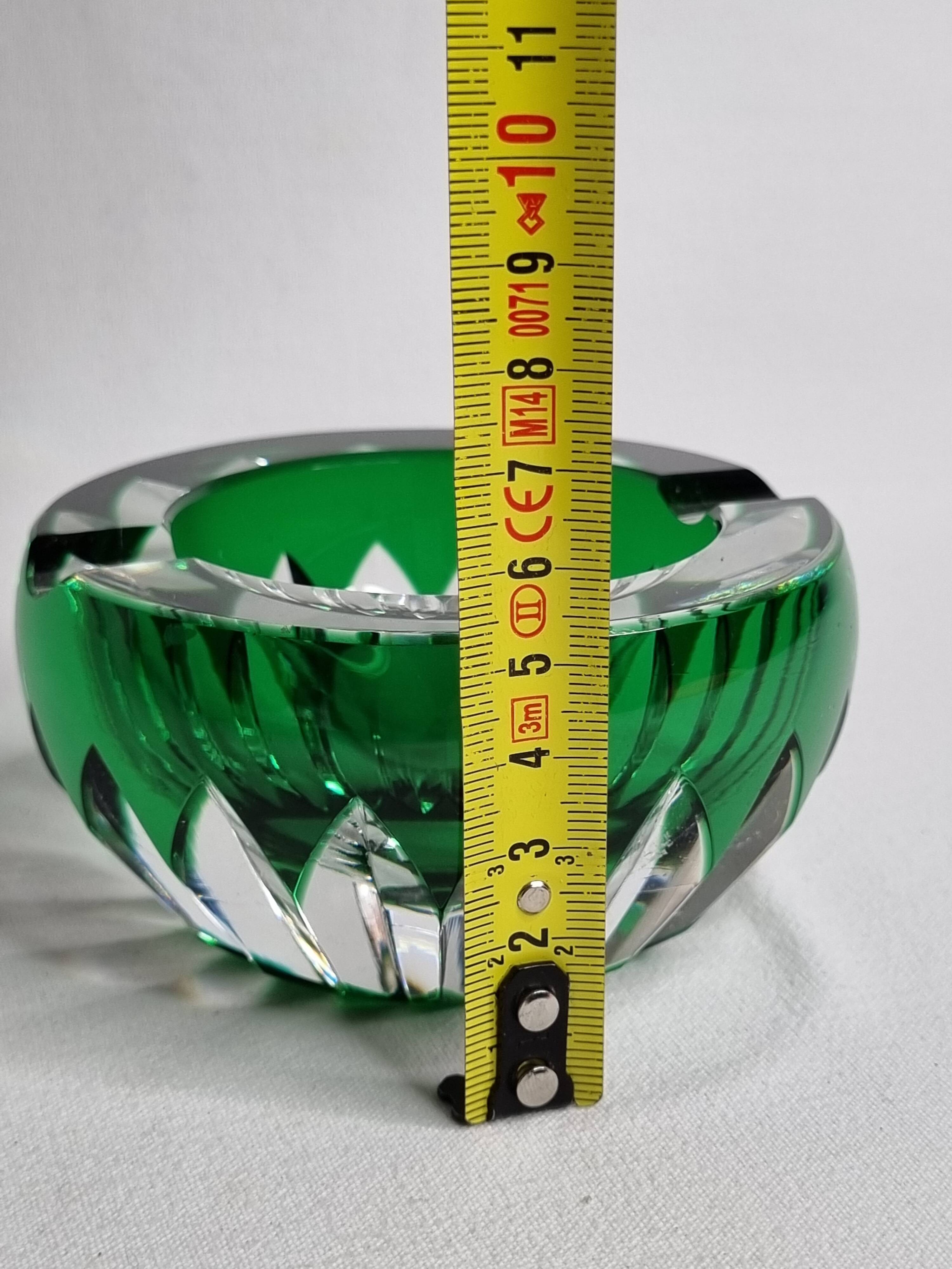 Baccarat green cut crystal ashtray, France, 20th century