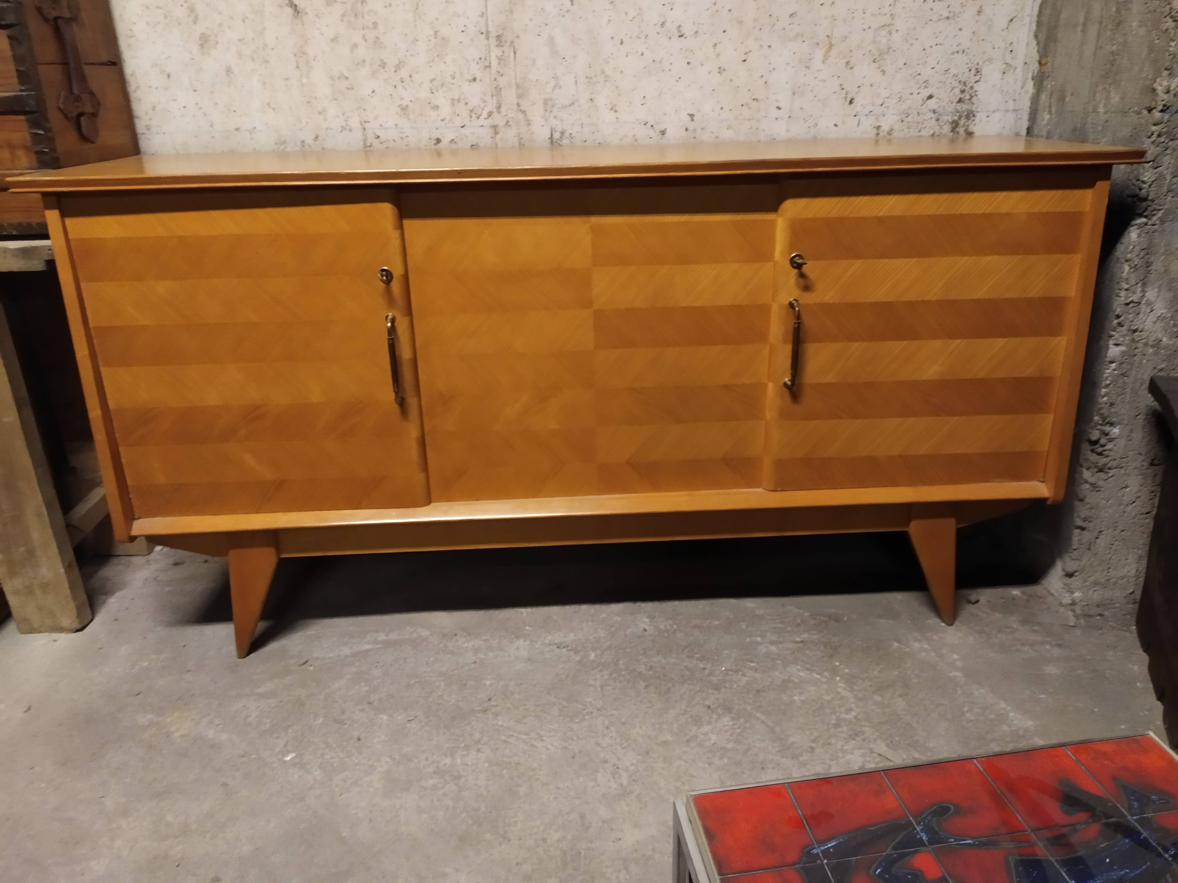 Vintage sideboard 1950 oak foot compass
