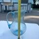Blue bubble glass pitcher signed Biot – Provence