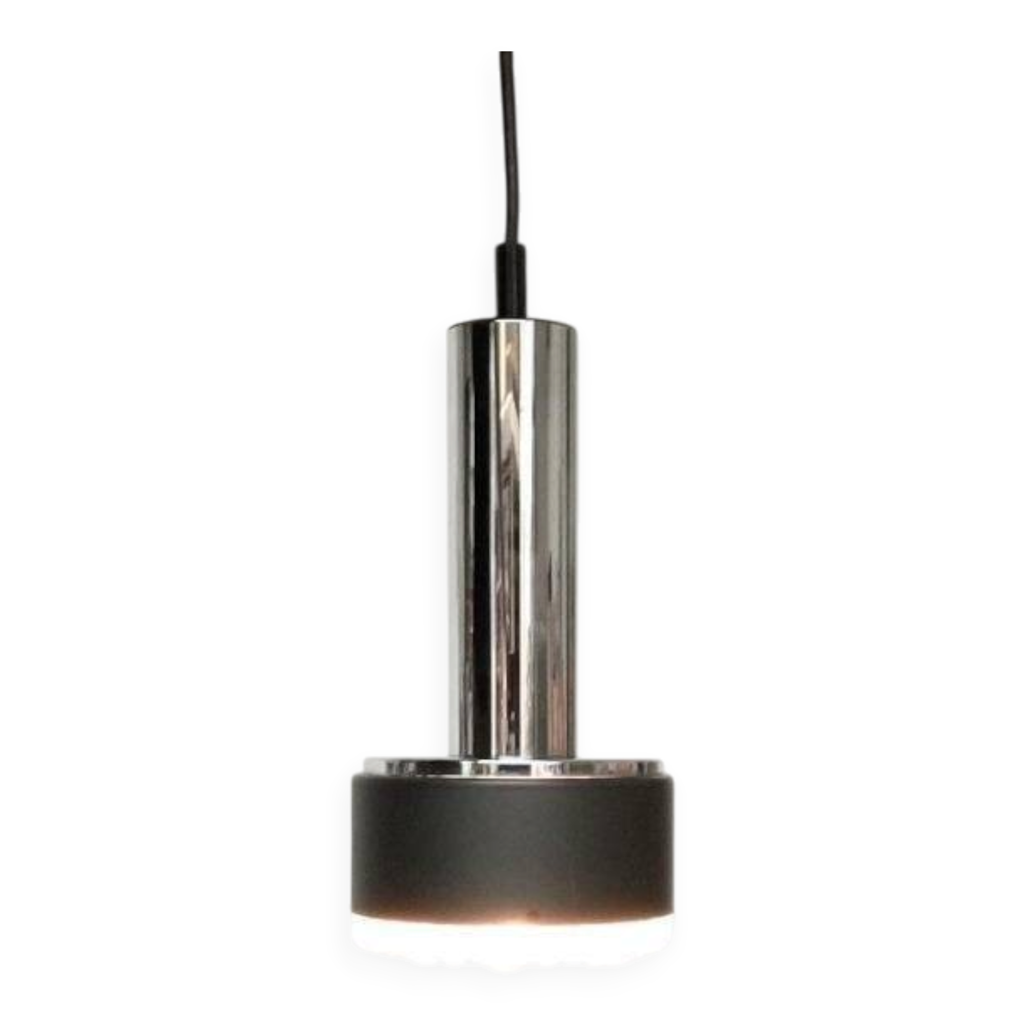 Suspended glass and chrome chandelier model P105 from the 1960s in German Space Age style by Staff, set of 2.