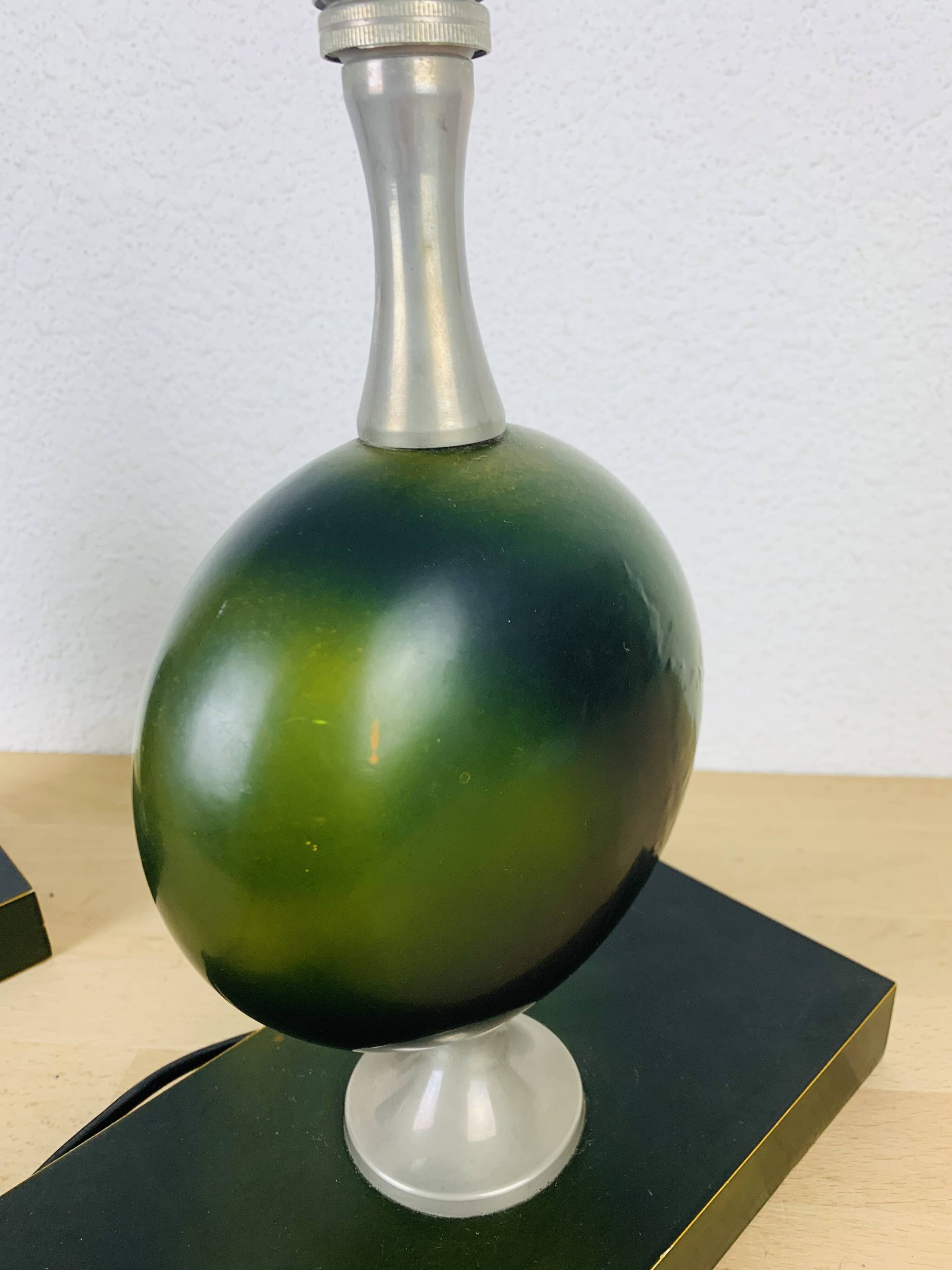 Paire de lampes Philippe Barbier années 70, vert