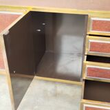 Sideboard shelf design 70 Michel Pignères amboyna burl chrome brass