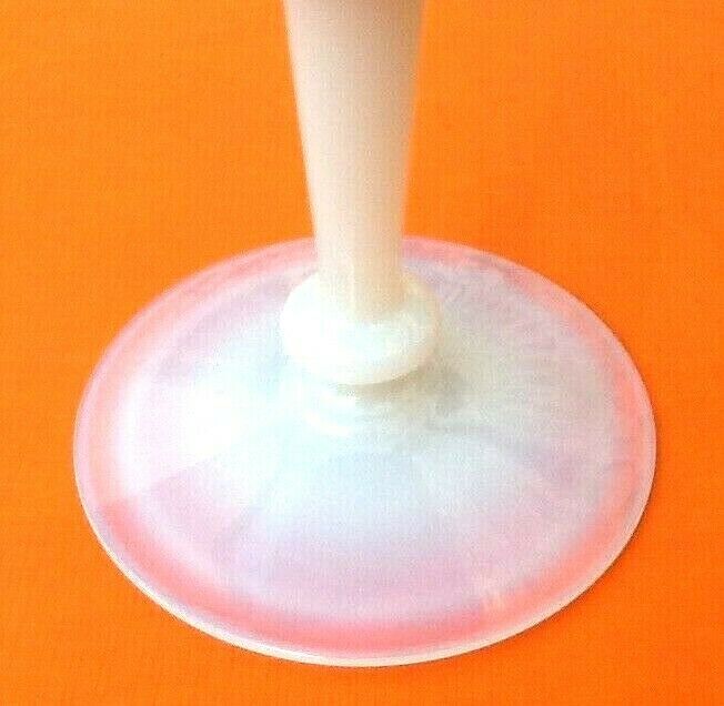 Pink and white opaline standing glass