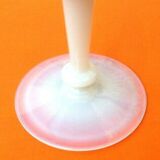 Pink and white opaline standing glass
