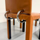 4 camel leather chairs, postmodern design by Paolo Piva for B&B Italia Arcadia.