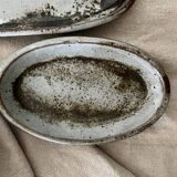 Oval bowl in glazed ceramic stoneware with sanded loir, C&T Robert 1970