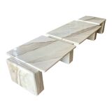 Coffee table in carrara marble with 3 modular elements, italian design ca 1970