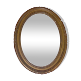 Vieux miroir ovale en bois 36 x 46 cm