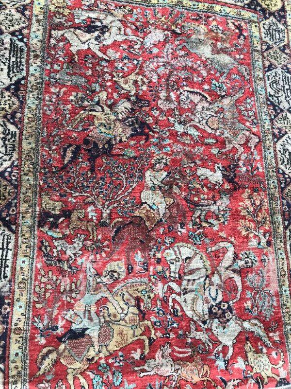 Vintage Persian Ghoum 108 X 164 CM hand made silk carpets
