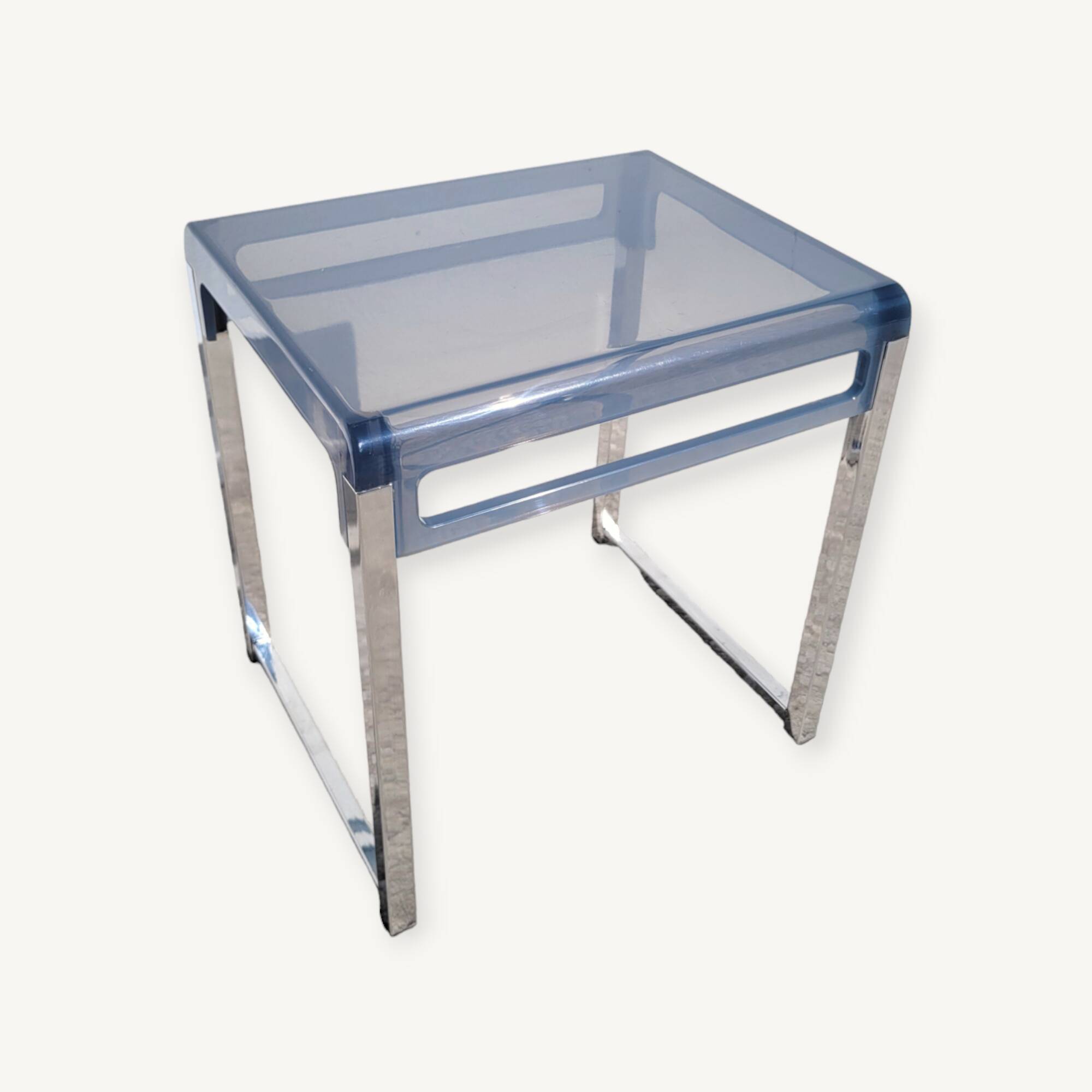 Bout de canapé plexiglas et chrome Space age