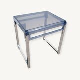 Bout de canapé plexiglas et chrome Space age