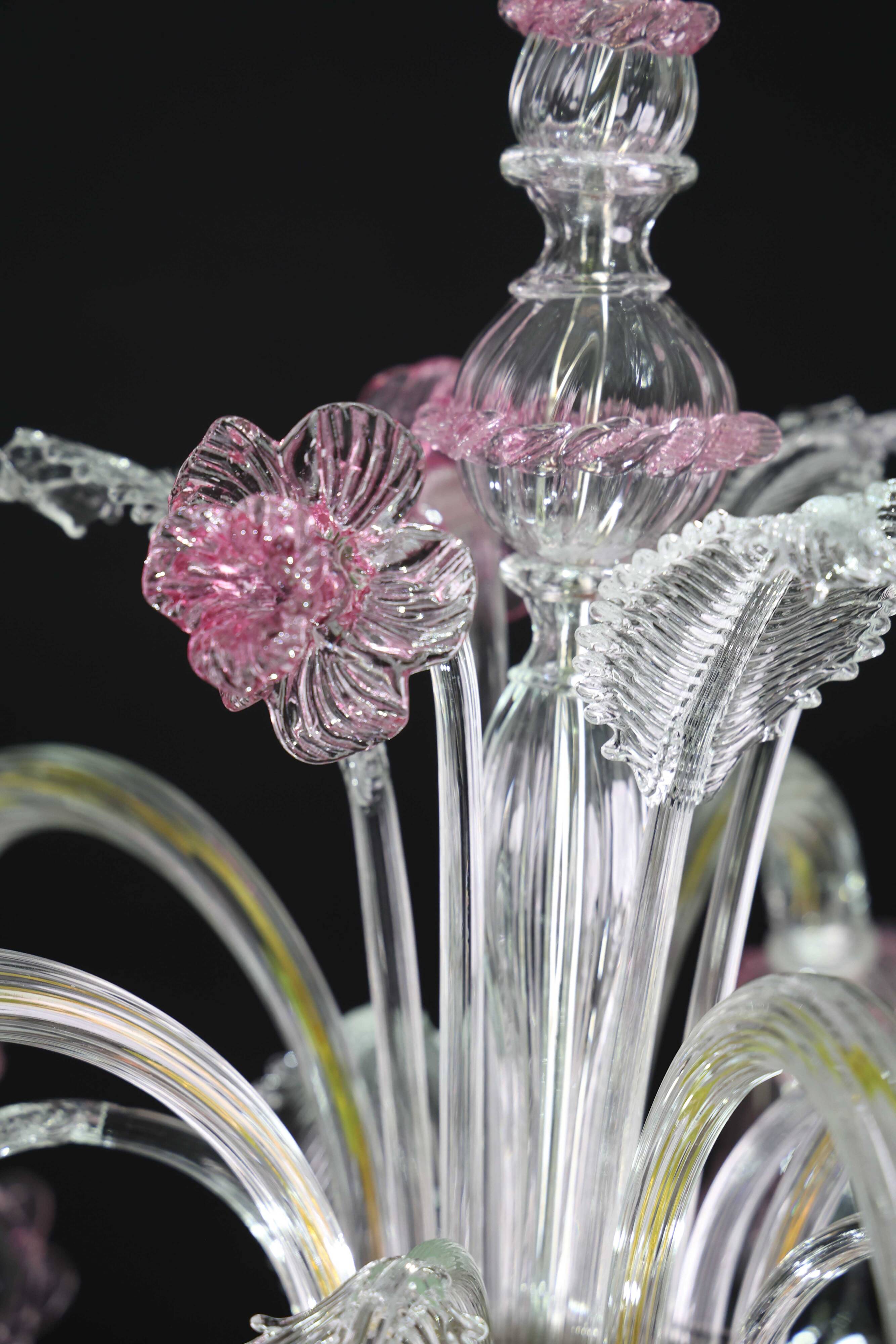Charming Vintage Venetian Chandelier, Pink Murano Glass, 1950s