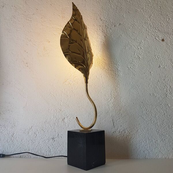 Lampe fleur dorée design 1970