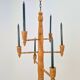 Brutalist Twisted Spool Candle Chandelier in Wood, 1960s