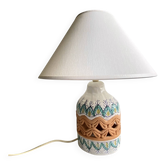 Lampe en céramique italienne, abat-jour en coton