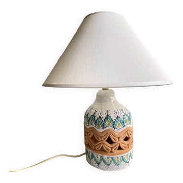 Italian ceramic lamp, cotton shade.