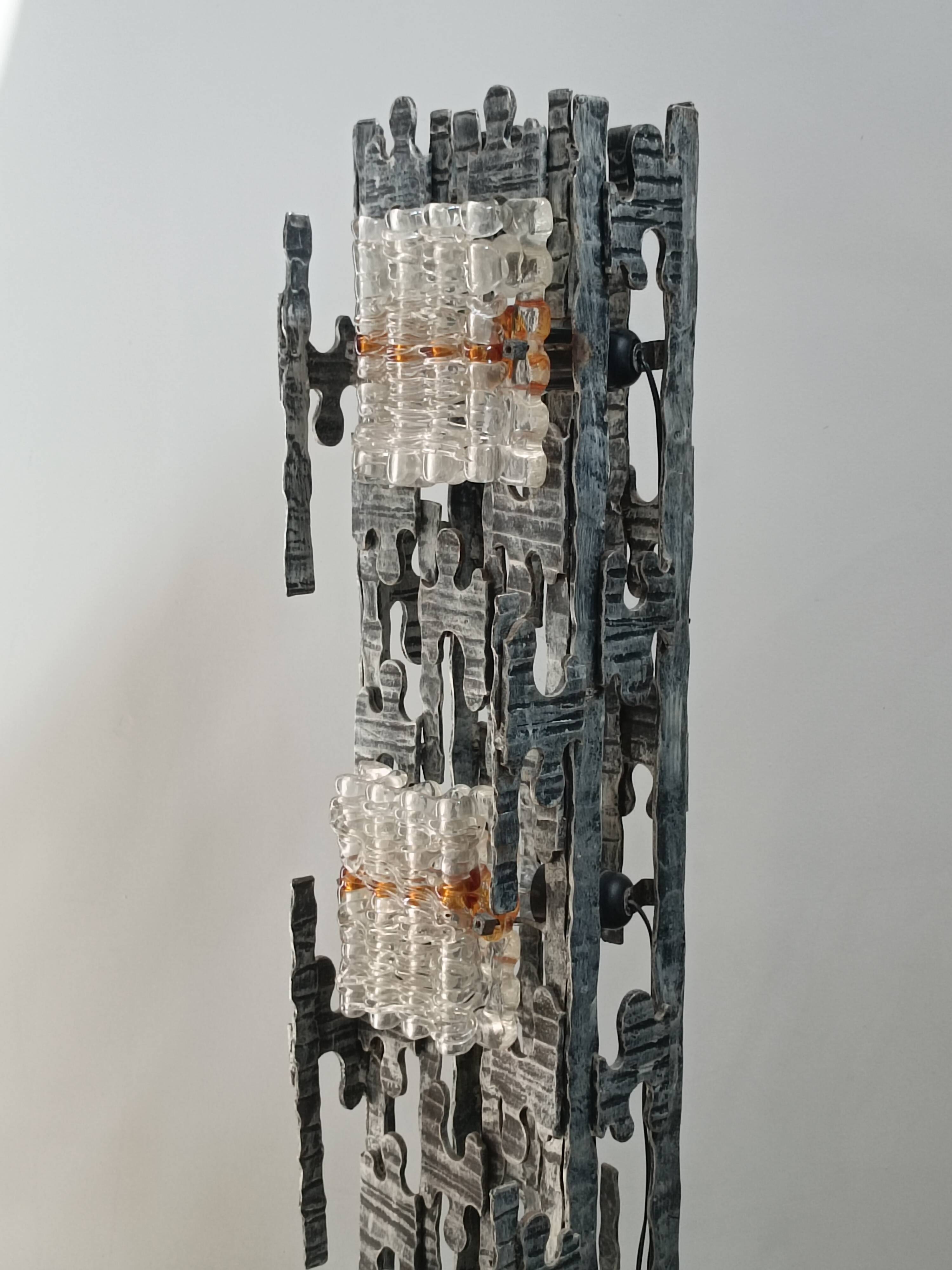 Brutalist sculptural floor lamp by Albano Poli for Poliarte 1970s