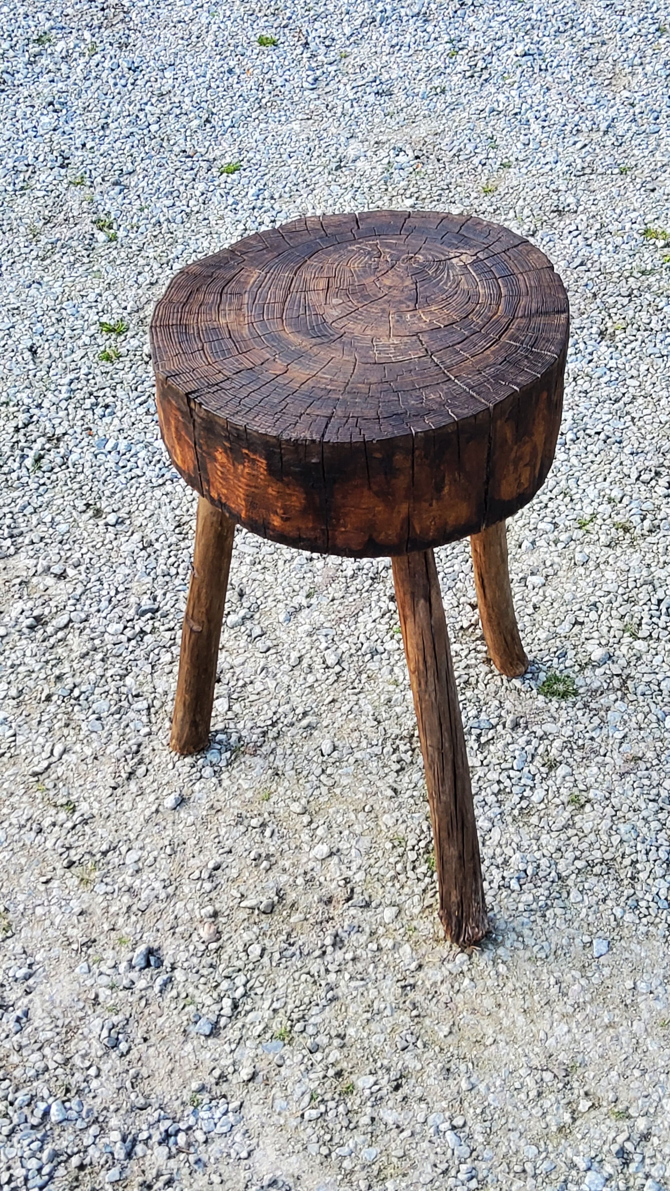 Brutalist tripod billot stool