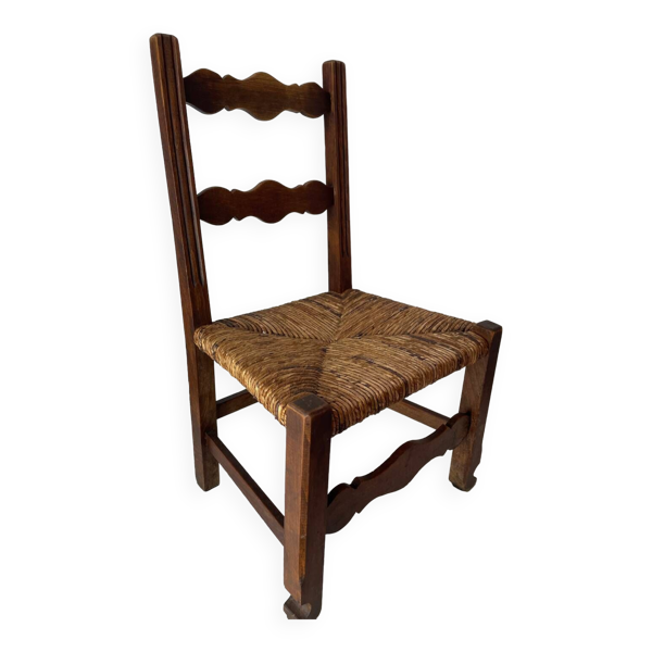 Chaise enfant bois et paille