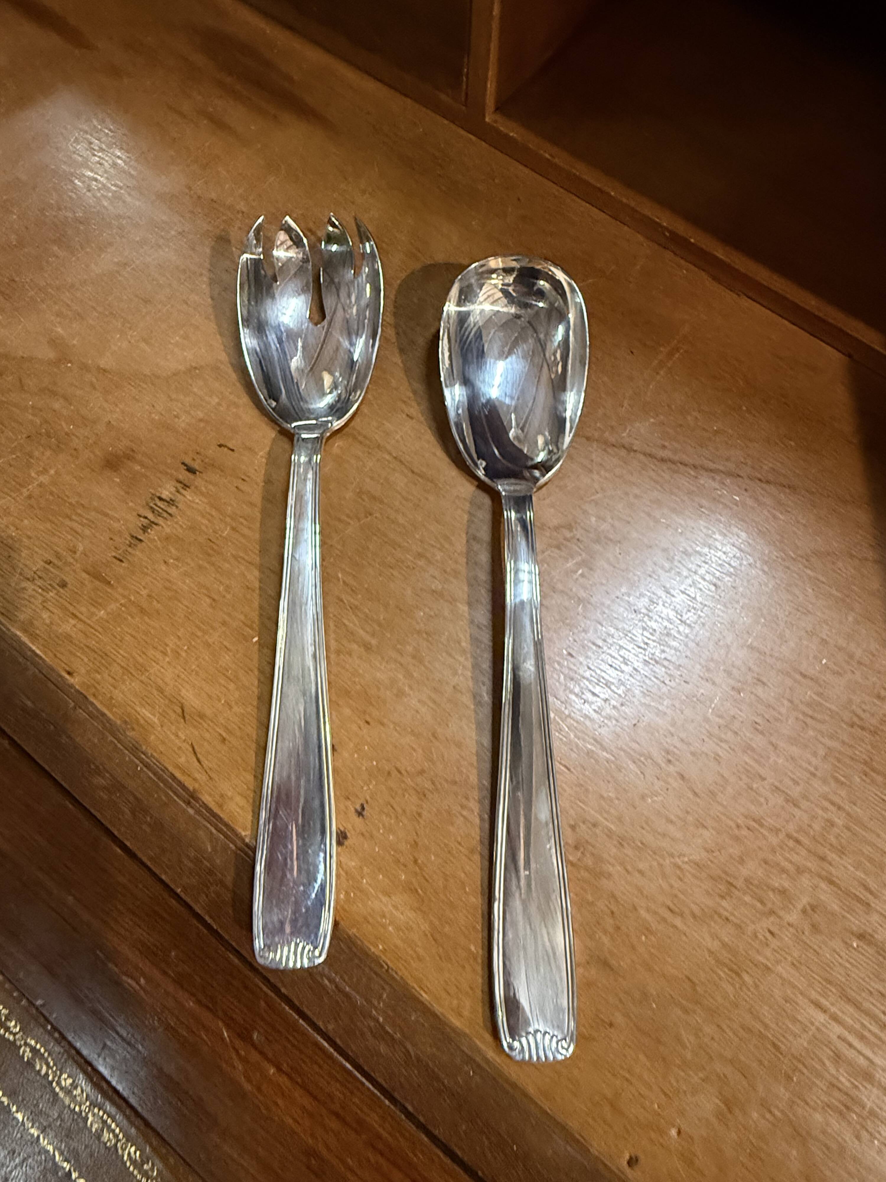 Silver-plated salad servers