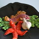 Assiette Vallauris 60's barbotine poisson