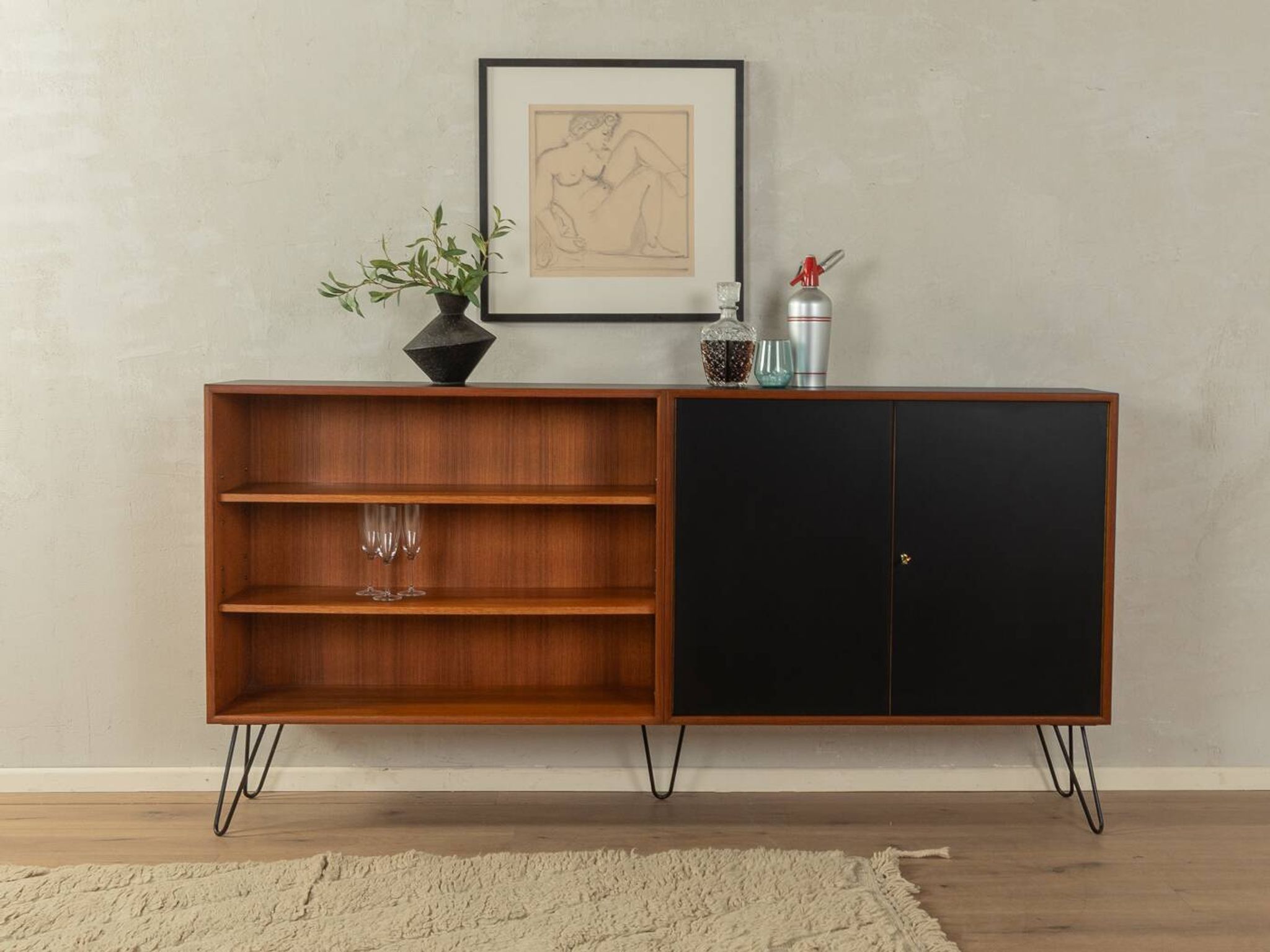 60s Sideboard with Sliding Doors, Wk Möbel