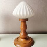 Set of 2 vintage 70s wooden table lamps