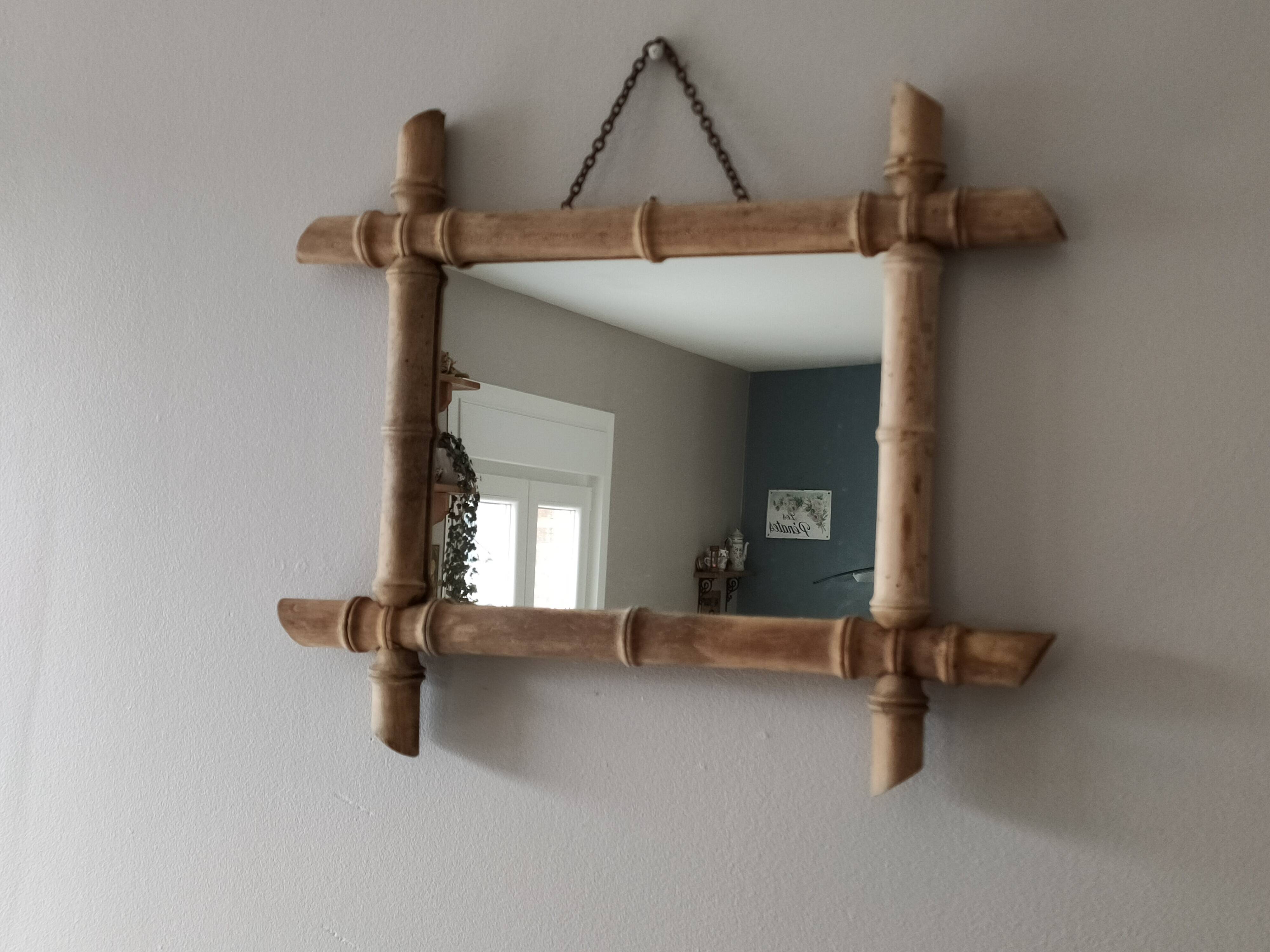 Antique mirror with faux bamboo