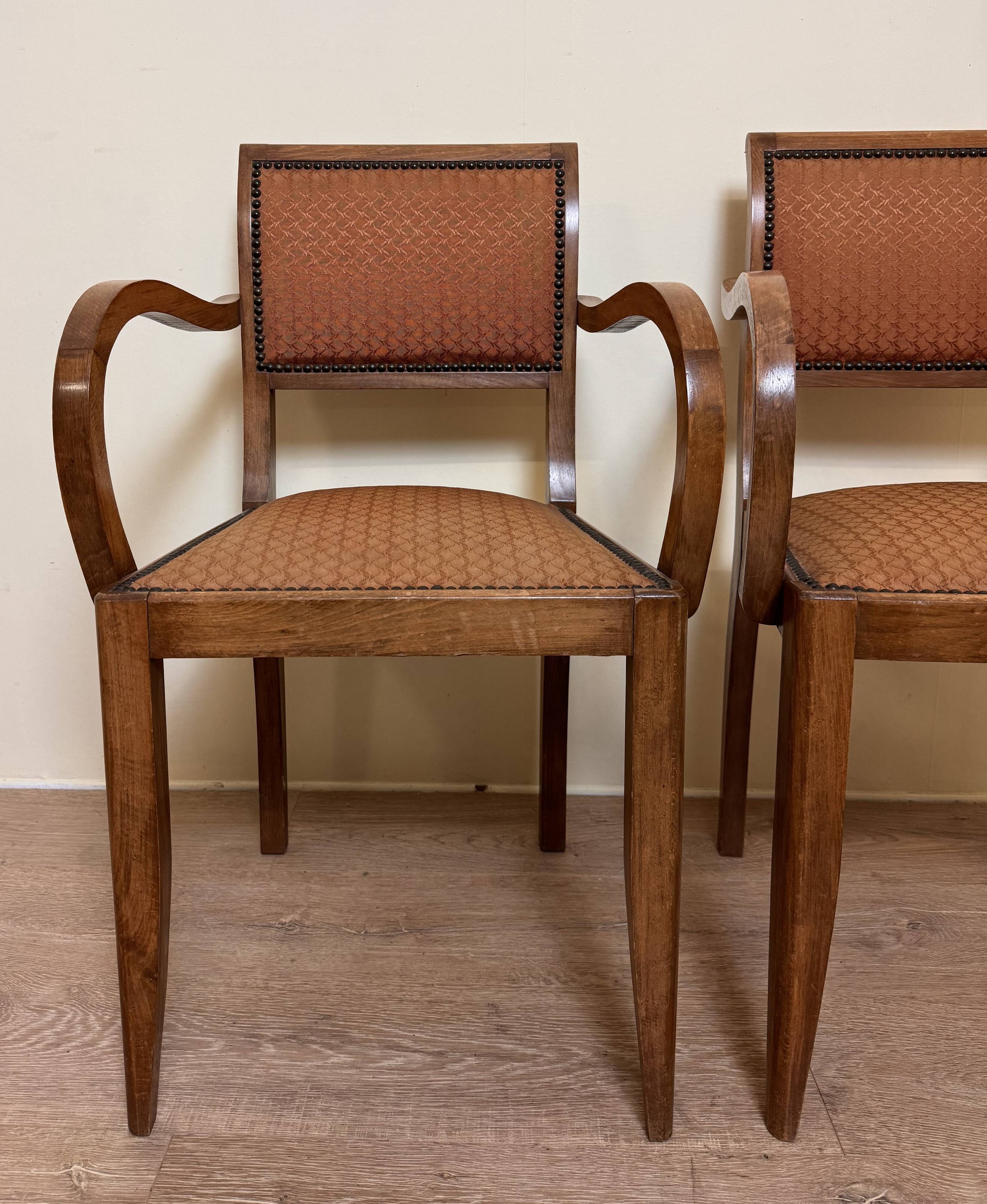 Pair of bridge armchairs art deco period in walnut circa 1940
