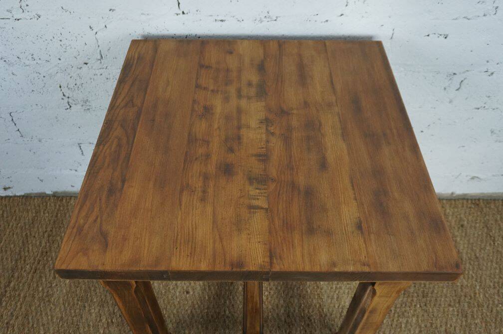 vintage solid oak bistro bar table from the 50s and 60s, restored
