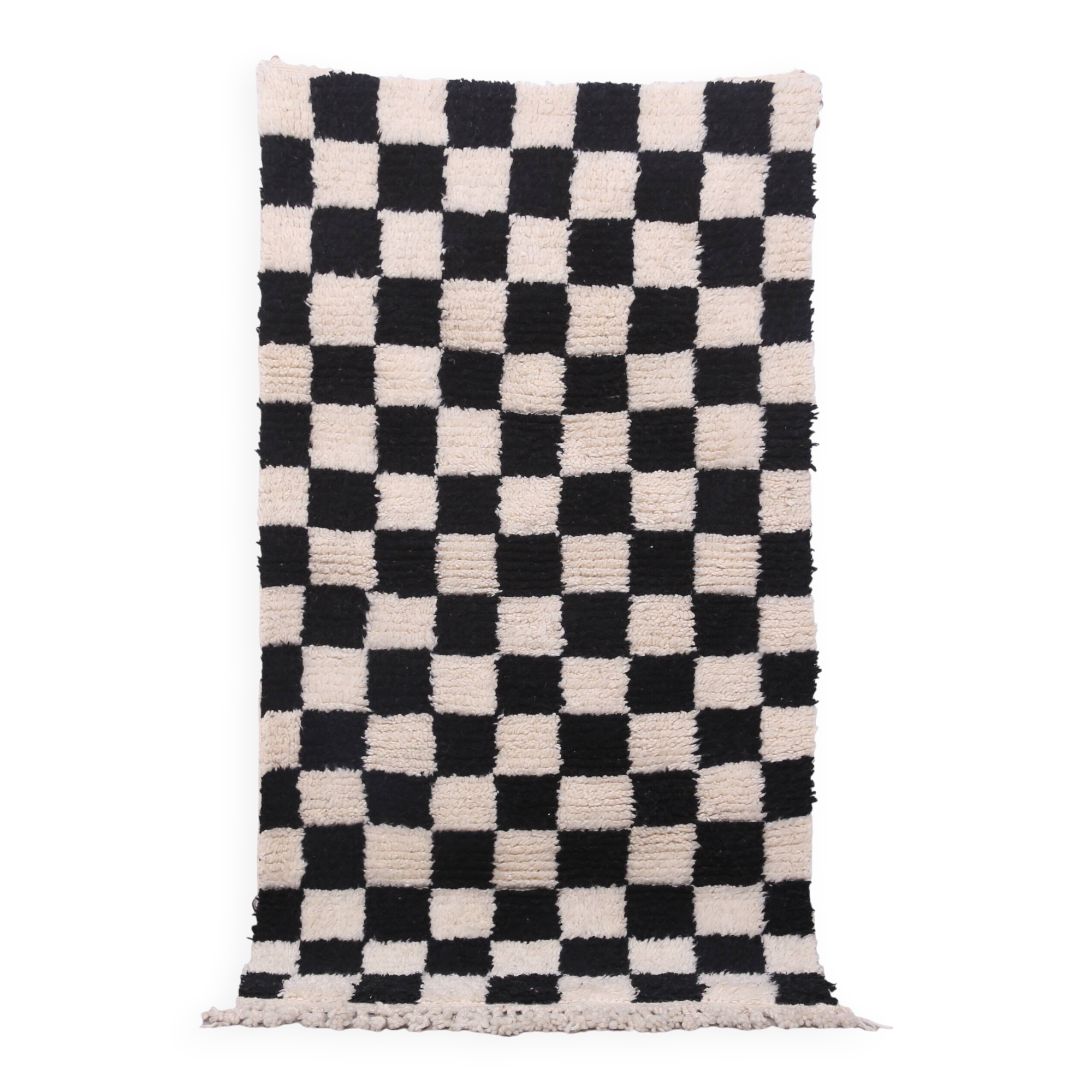 Moroccan Handmade Beni Ourain Rug 95 x 177 cm - Checkered Berber Runner rug
